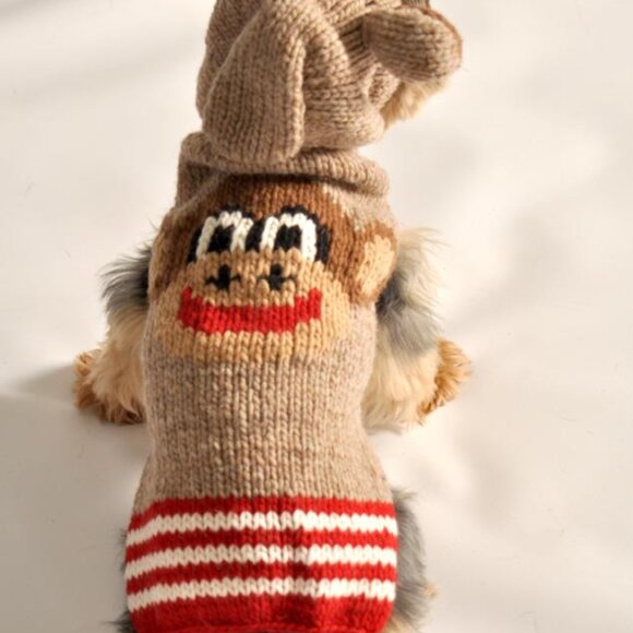 Chilly Dog Hand-Knit Monkey Hoodie Small - Picture 1 of 9